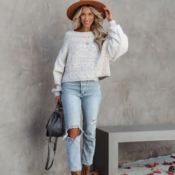 VICI Womens NWOT Chandy Cotton Blend Cable Knit Sweater MEDIUM Relaxed F… - Picture 6 of 13